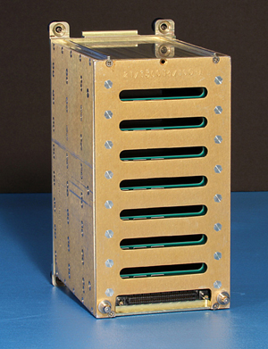 Front and rear view of the QuickPac Drive Pack showing the eight SSDs inside